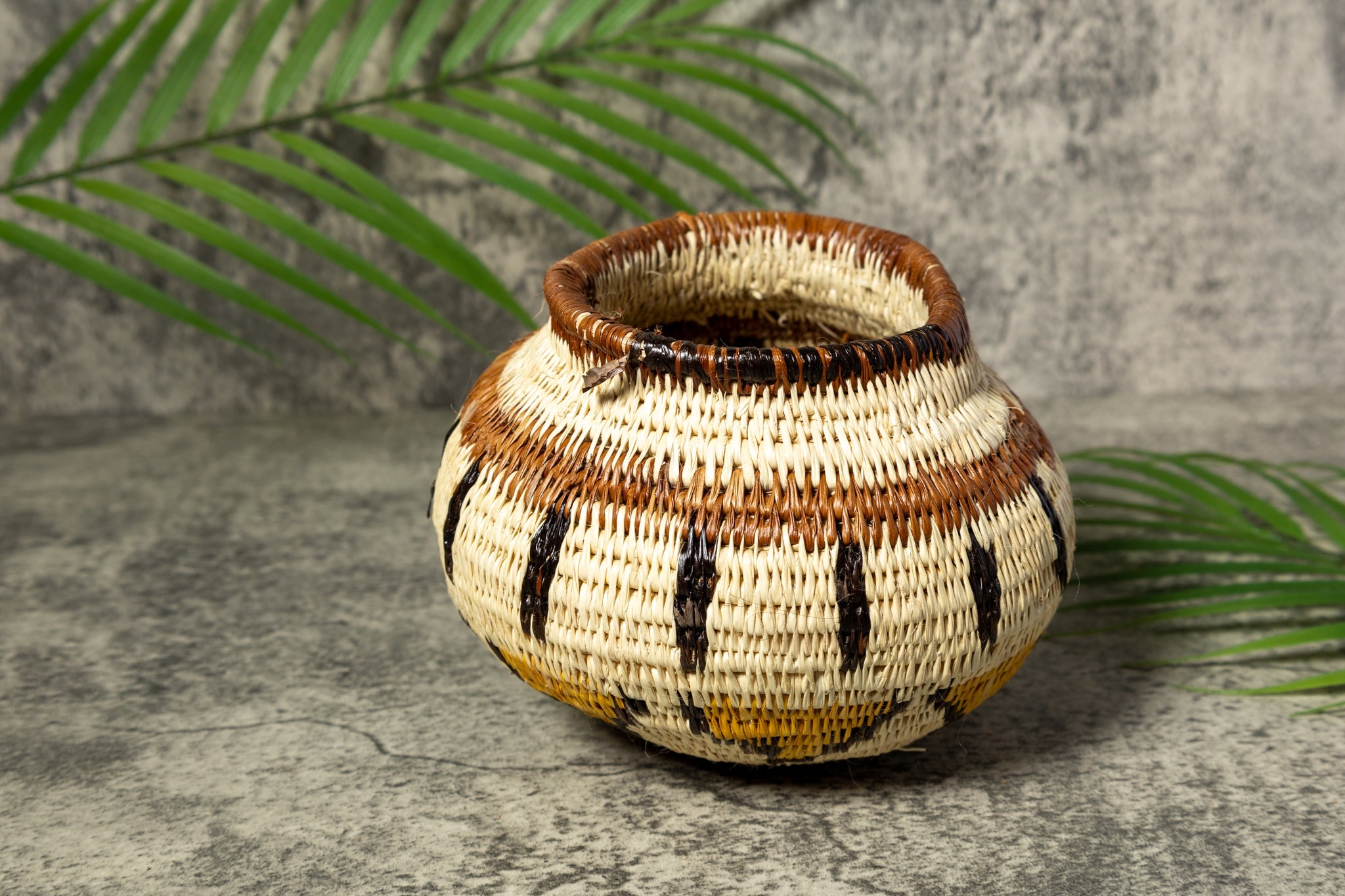 Bowl-Shaped Rainforest Vintage Basket