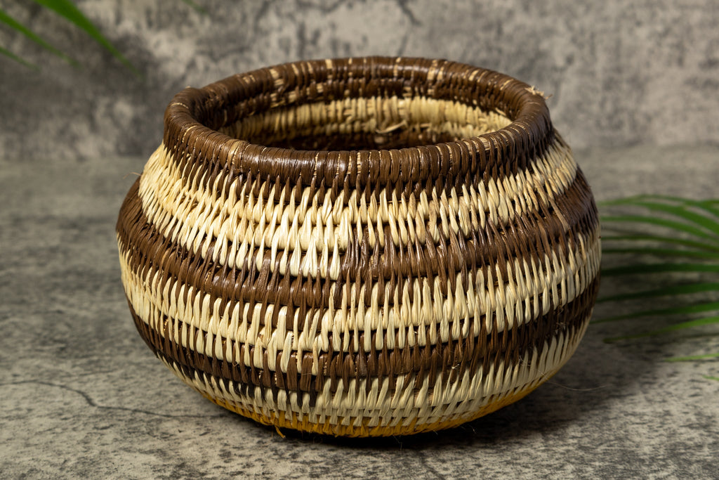 Brown and White Rainforest Vintage Basket