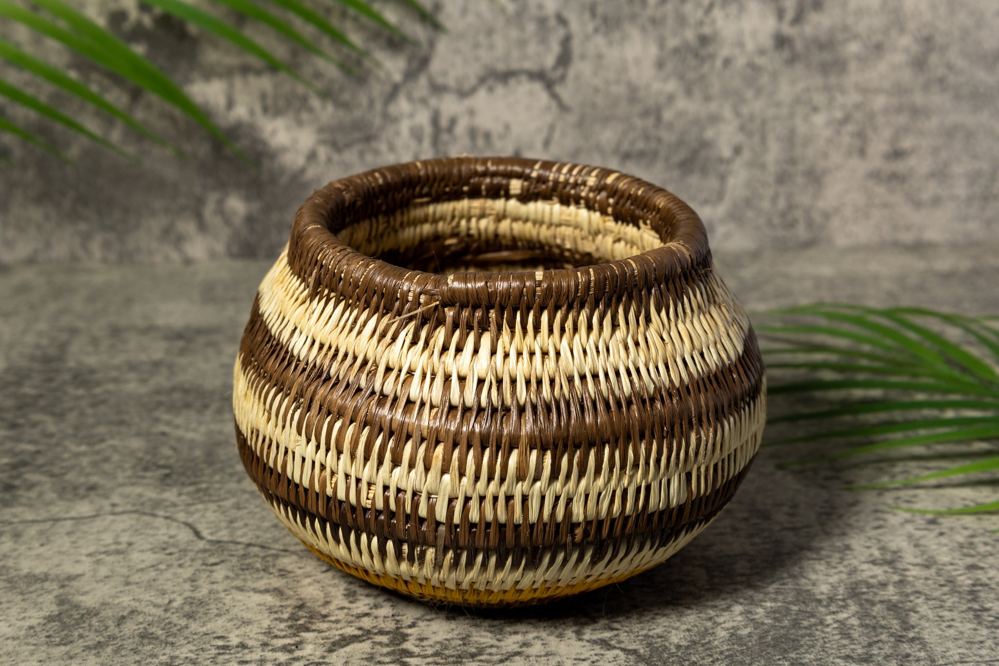 Brown and White Rainforest Vintage Basket