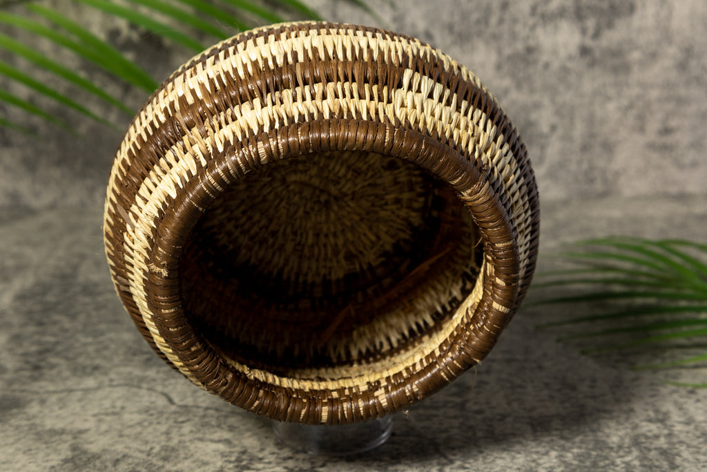 Brown and White Rainforest Vintage Basket
