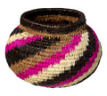 Pink Black And White Spiral Woven Basket