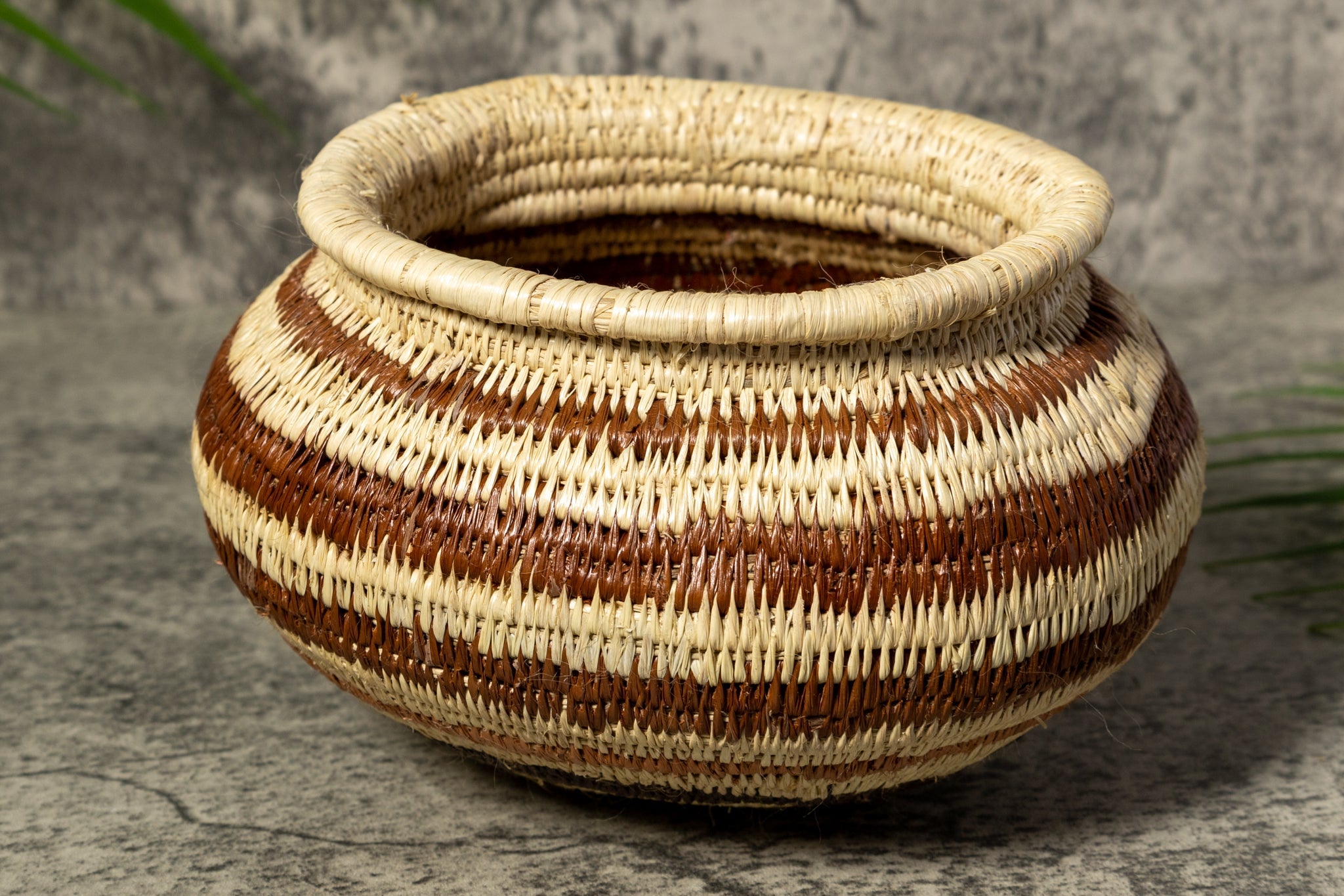 Brown Strip Rainforest Vintage Basket