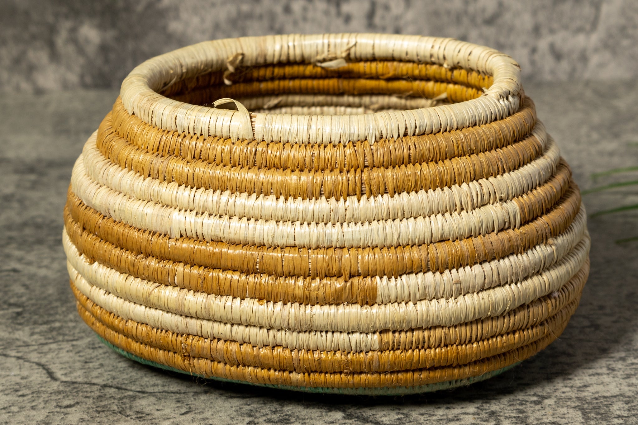 Turquoise Gold And White Rainforest Vintage Basket