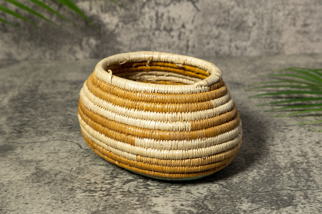 Turquoise Gold And White Rainforest Vintage Basket