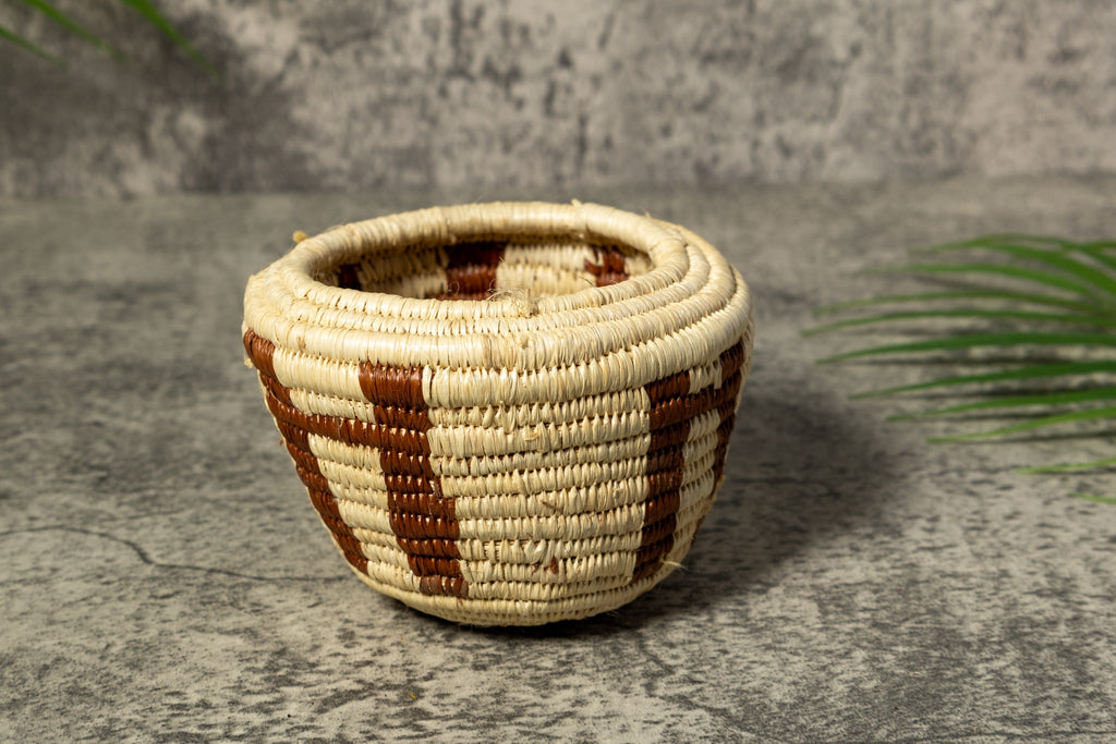Brown and White Rainforest Vintage Basket