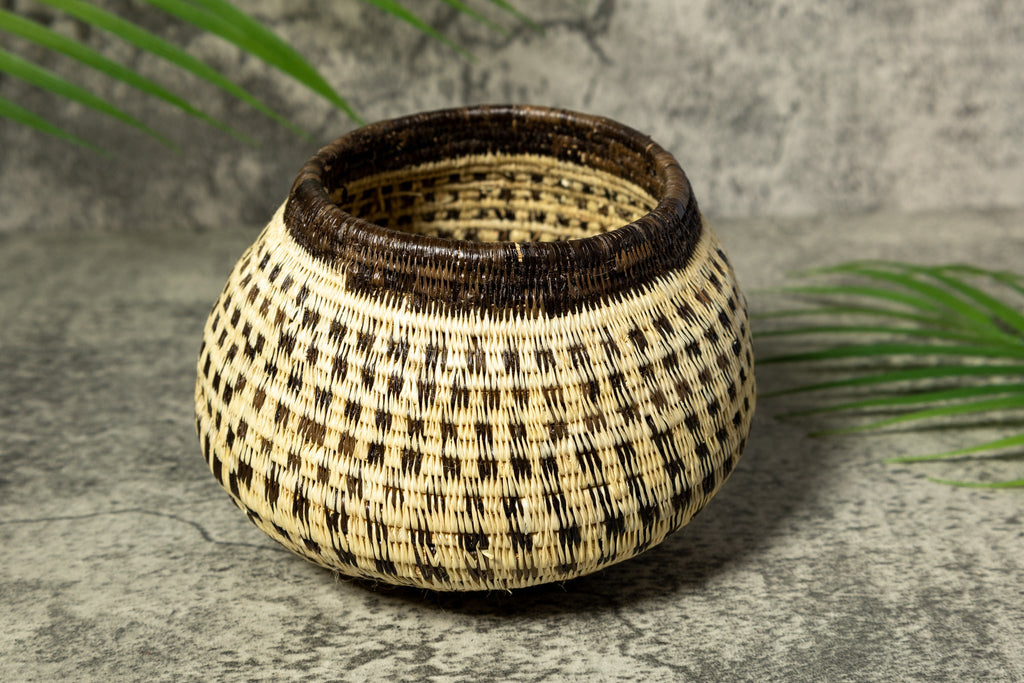Checkerboard Design Vintage Basket