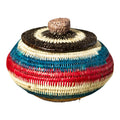 Rainbow Colors Woven Basket With Top