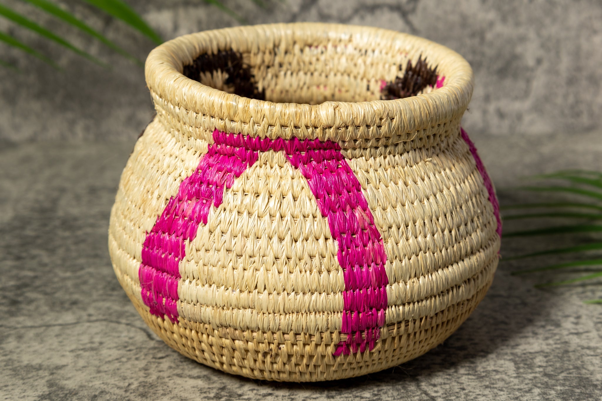 Pink and Black Rainforest Vintage Basket