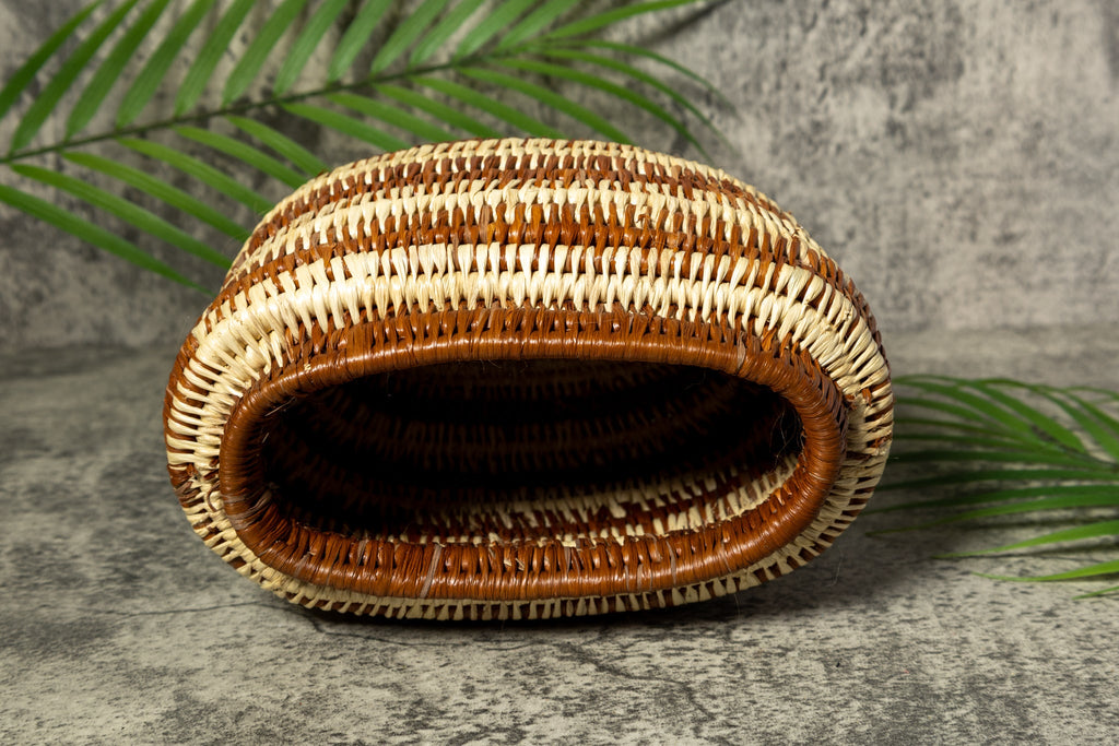Oval Brown and White Vintage Basket