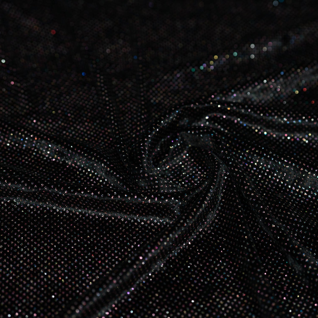 Vivian Glitter Printed Stretch Velvet Fabric | Blue Moon Fabrics