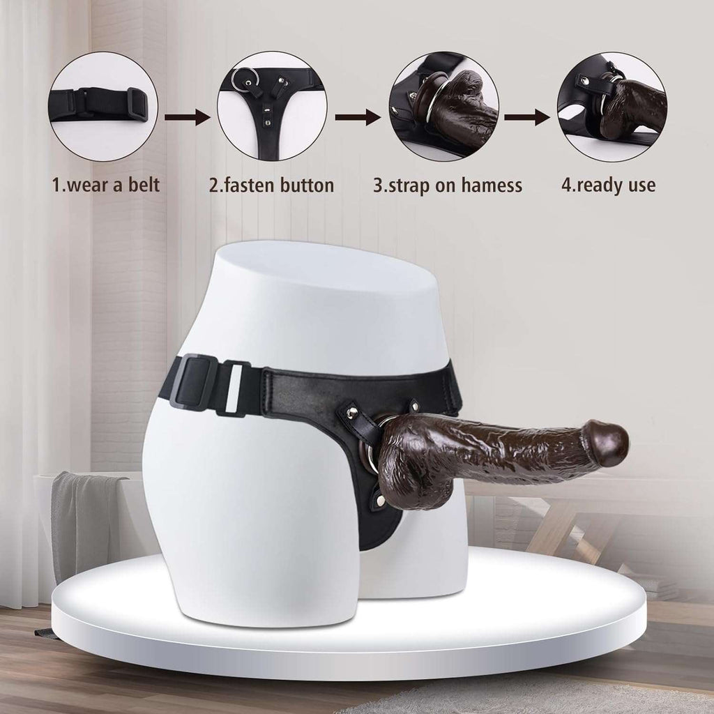WideReach Thick Ebony Dildo Strap-On