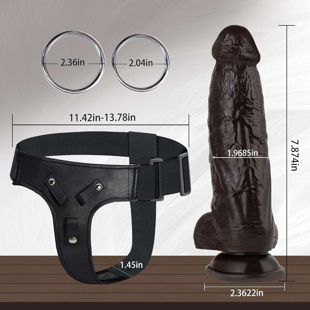 WideReach Thick Ebony Dildo Strap-On