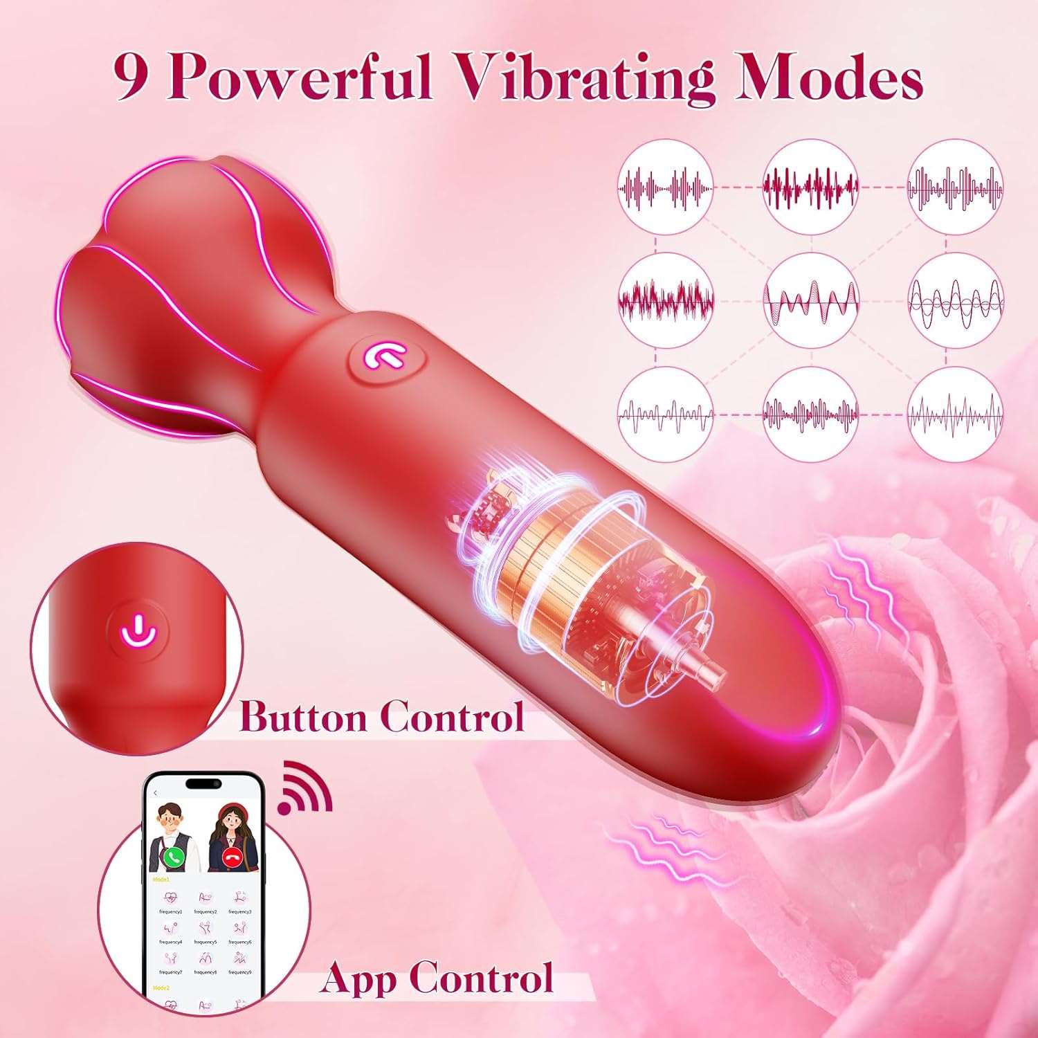 WinkTap App Controlled Rose Bullet Vibrator