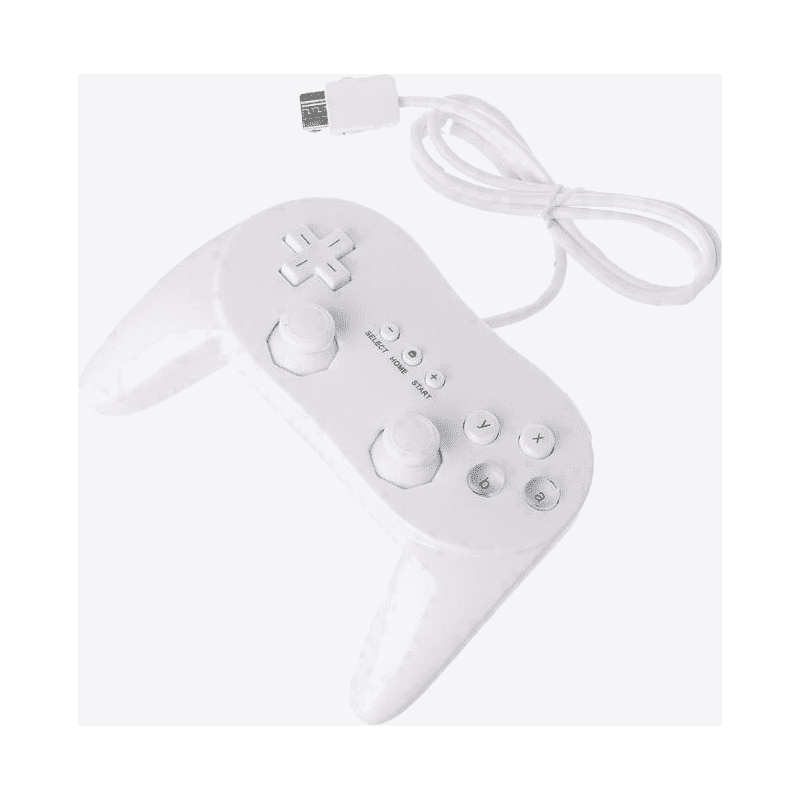 Mando clásico con cable – Blanco (estilo Pro) para Wii y Wii-U