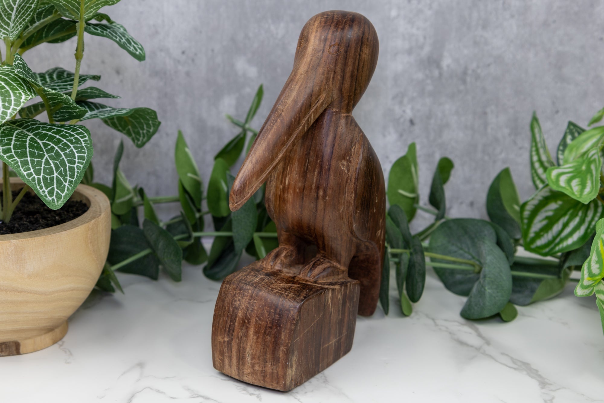 Vintage Pelican Bird Wood Carving