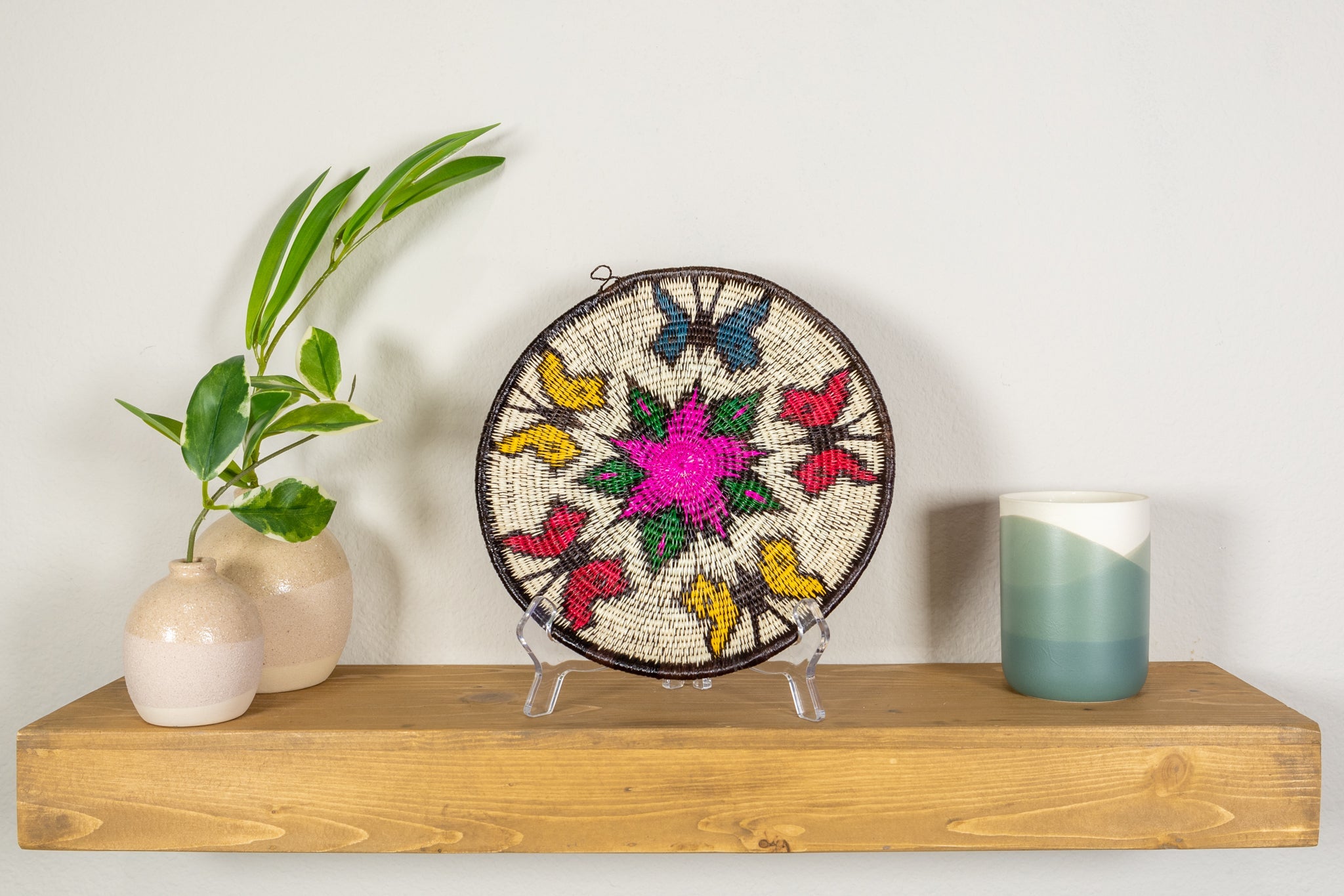 Rainbow of Color Butterfly Basket Plate