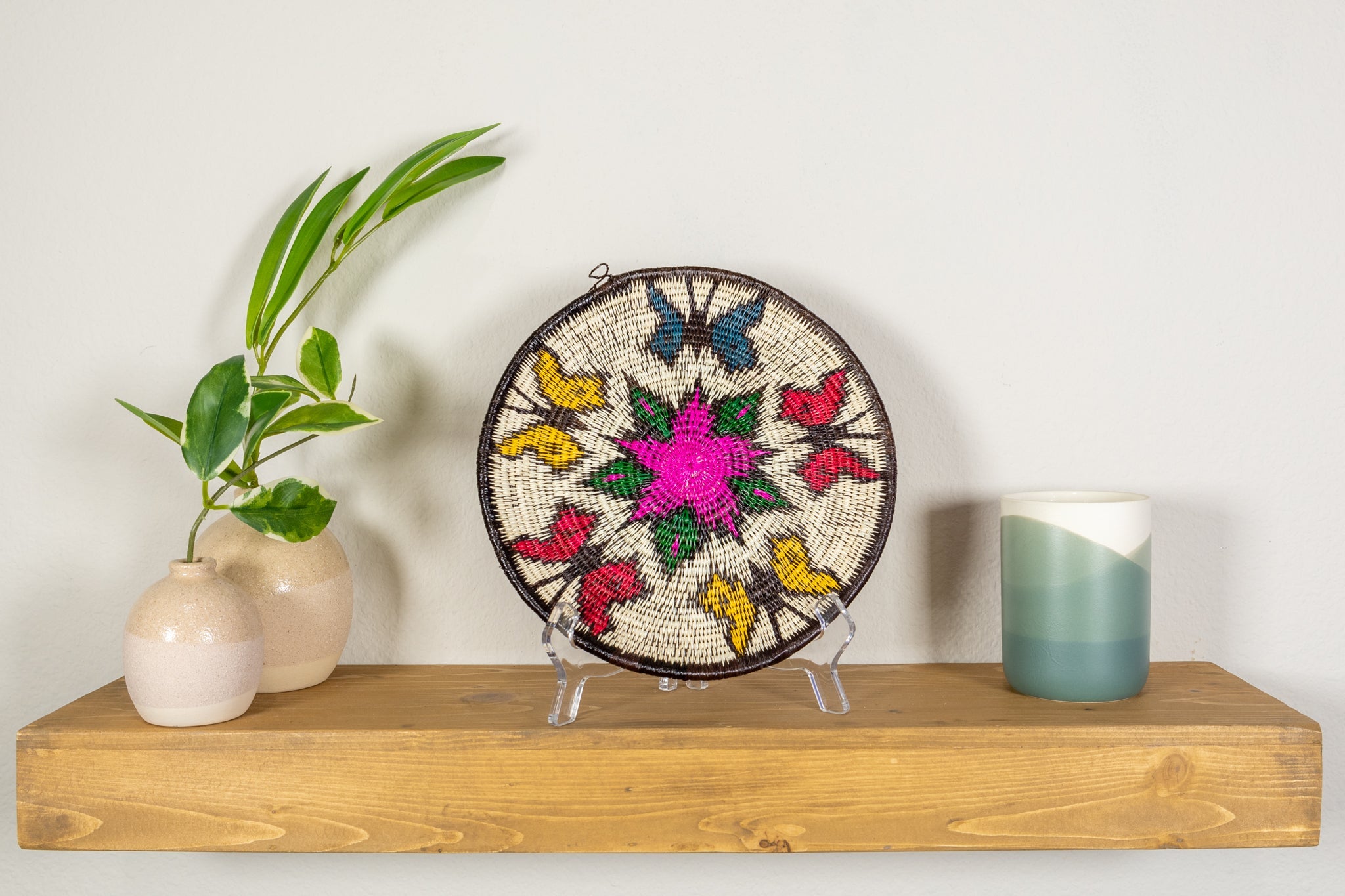 Rainbow of Color Butterfly Basket Plate