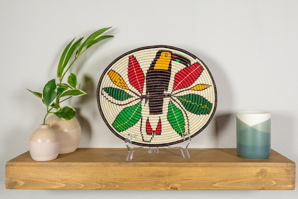 Toucan Parrot on Branch Basket Plate