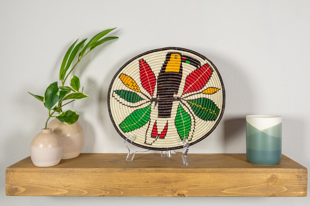 Toucan Parrot on Branch Basket Plate