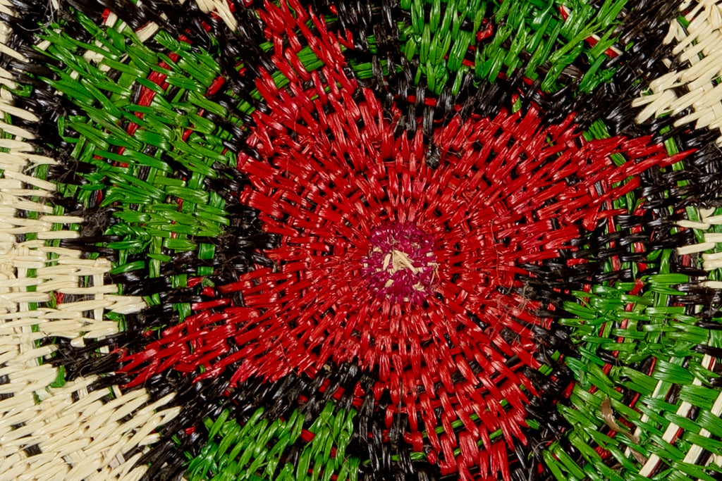 Red And Green Spiral Flower Small Basket Plate