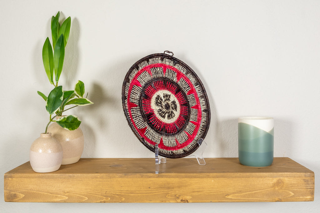 Black Red And White Solar Sunrise Basket Plate