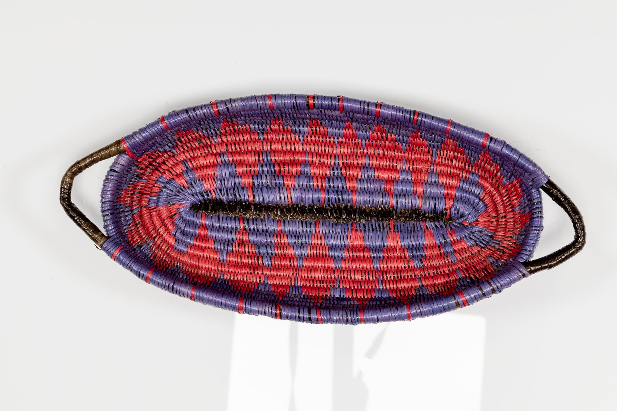 Red and Purple Basket Plate with Handles