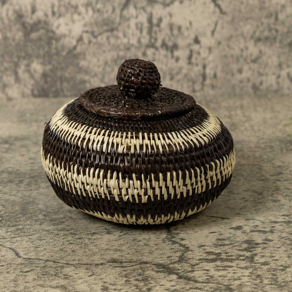 Black And White Jungle Rainforest Basket With Top
