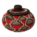 Red And Gray Woven Basket With Top