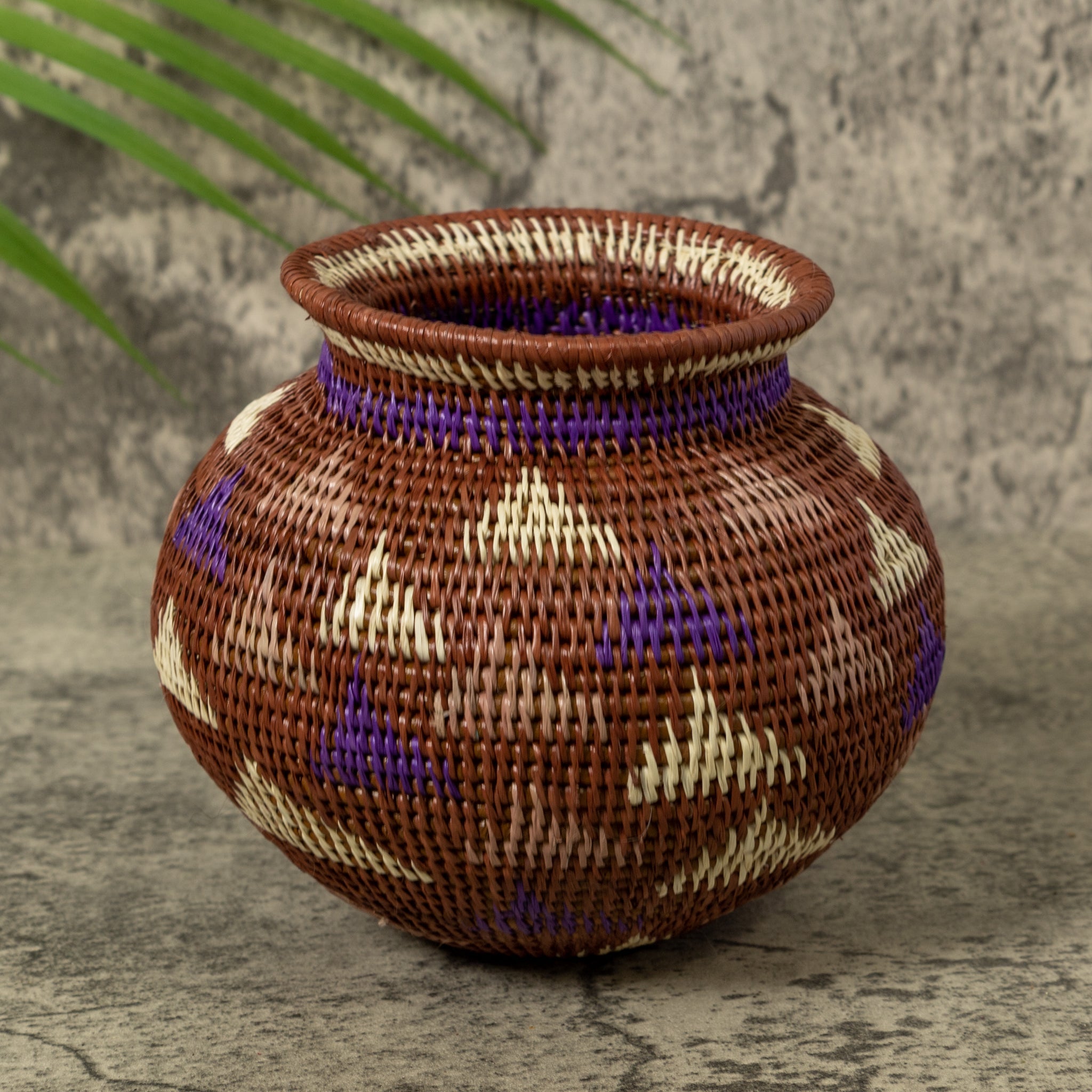 Purple Brown And White Diamond Design Jungle Rainforest Basket