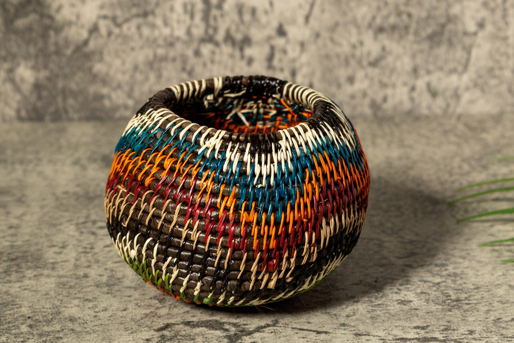 Orange Green Rainforest Serenity Woven Basket With Top