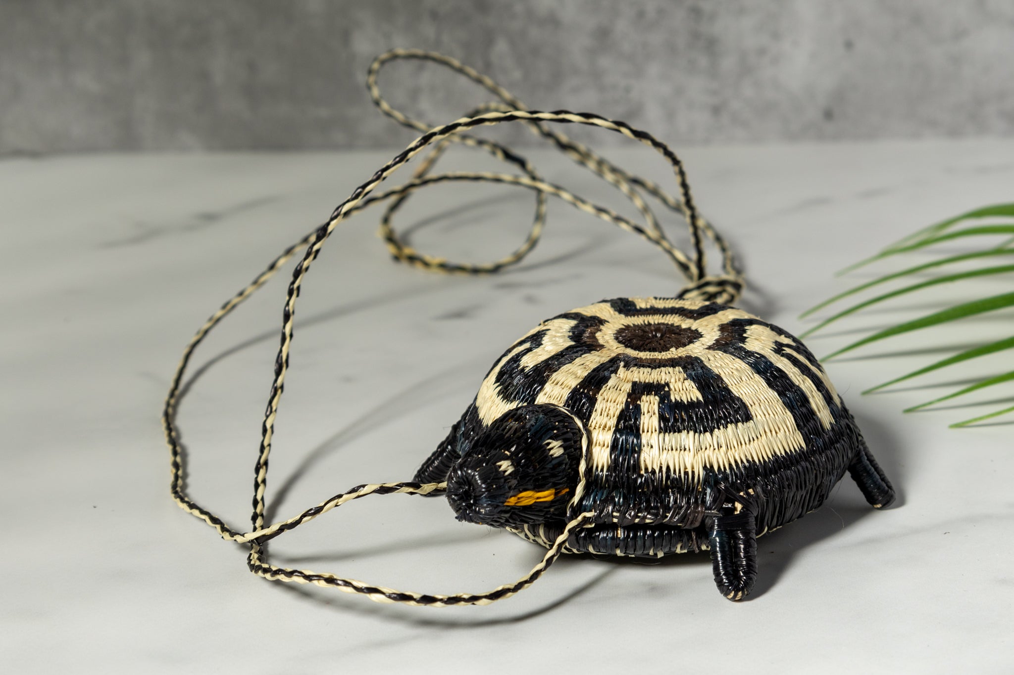Black And White Turtle Purse Woven Basket