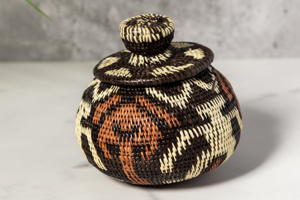 Human Cave Drawings Woven Basket With Top