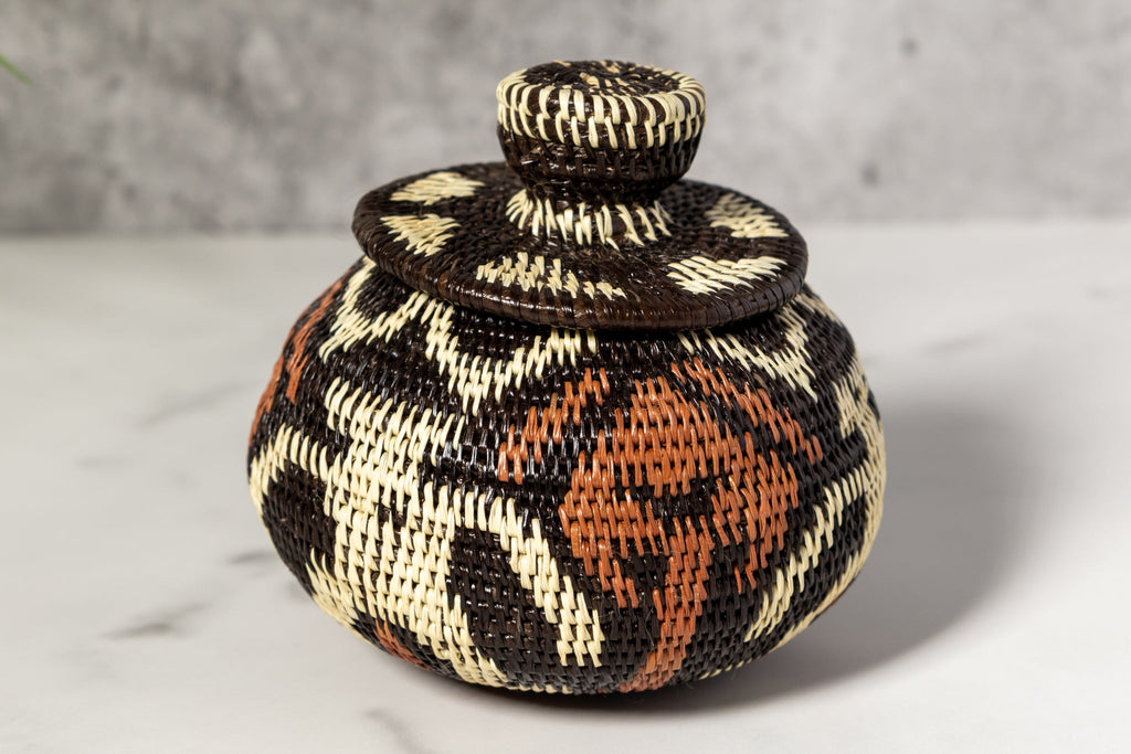 Human Cave Drawings Woven Basket With Top