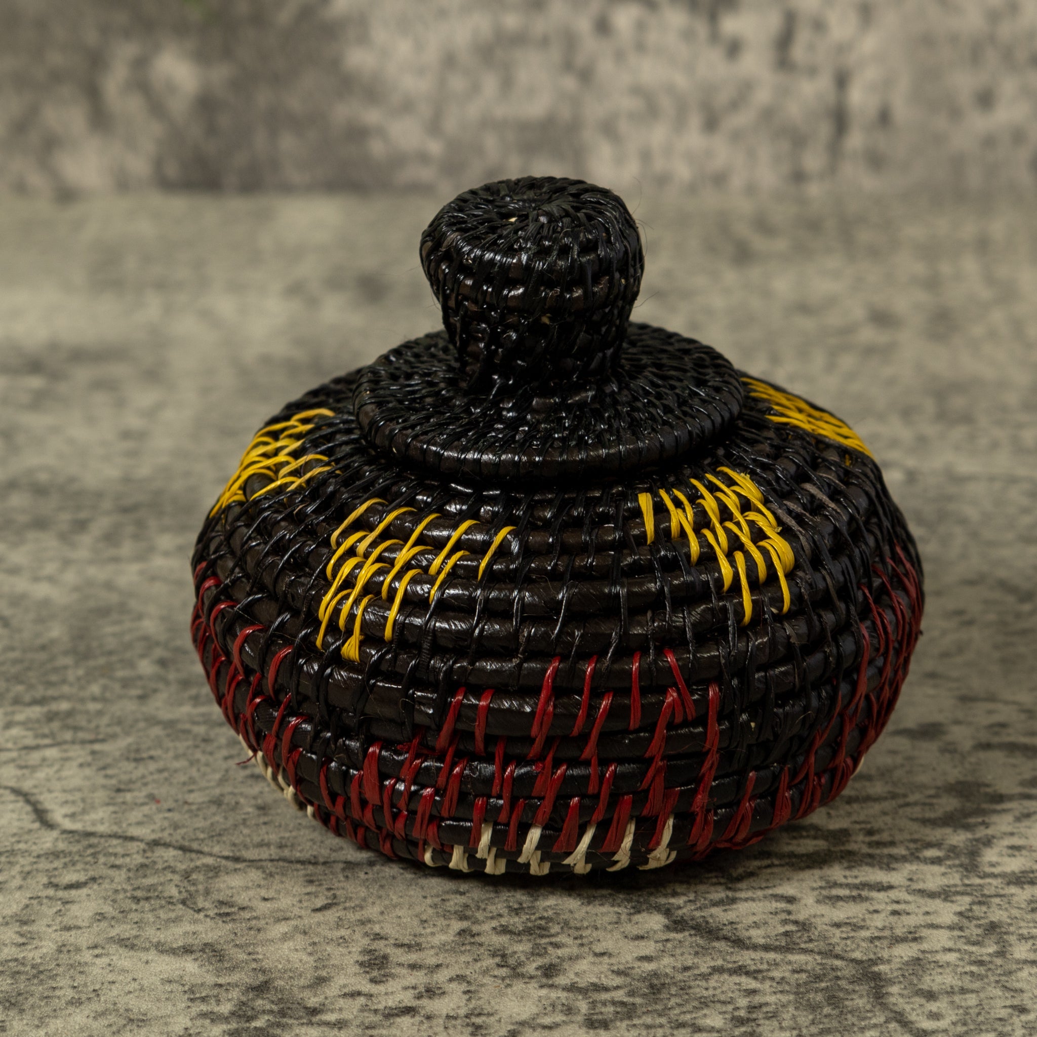 Dark Brown Yellow And White Rainforest Basket With Top