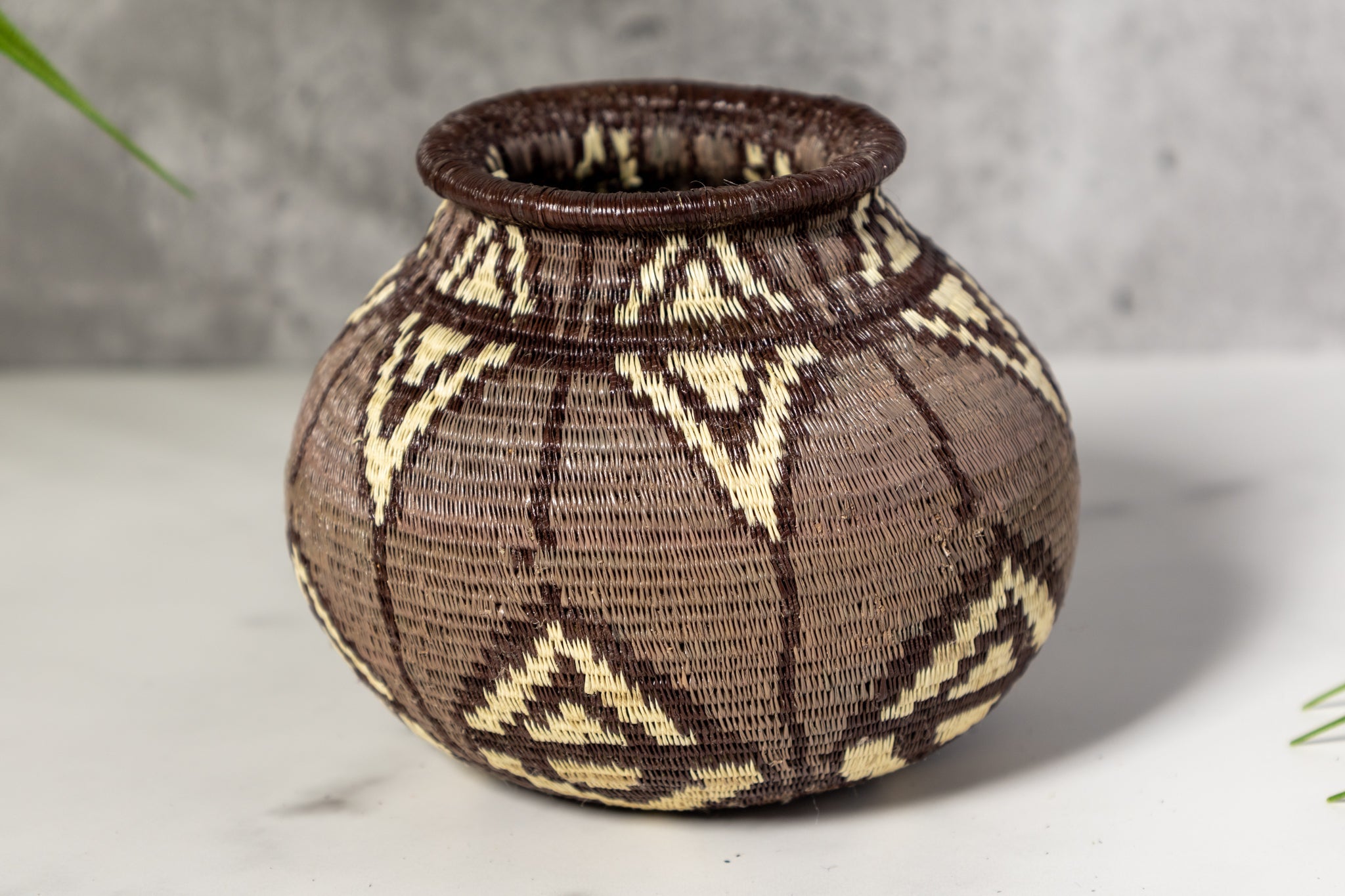 Black Gray And White Diamond Woven Basket