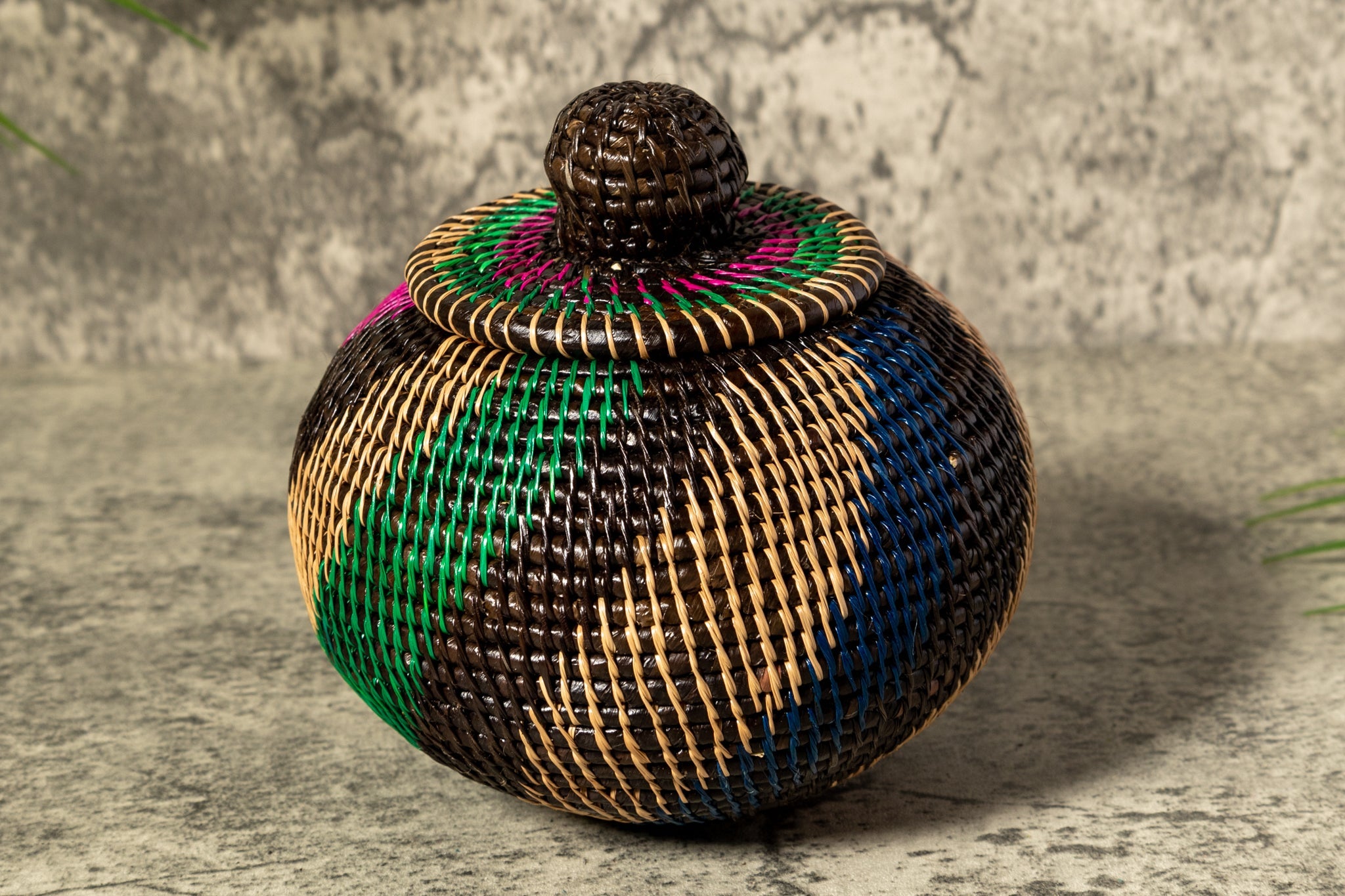 Jungle Mystic Woven Basket With Top