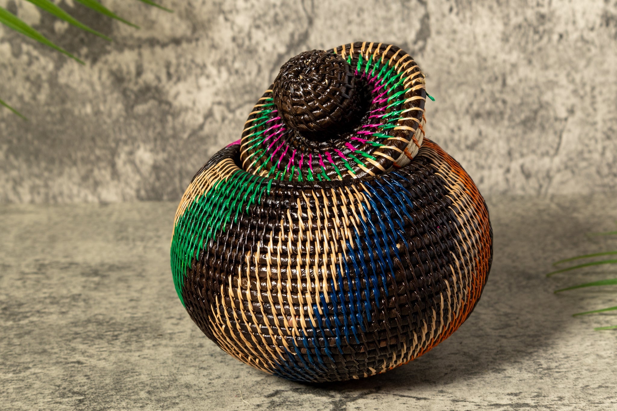 Jungle Mystic Woven Basket With Top