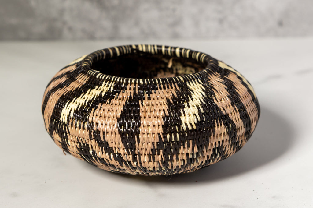 Brown Jungle Cascade Woven Basket With Top