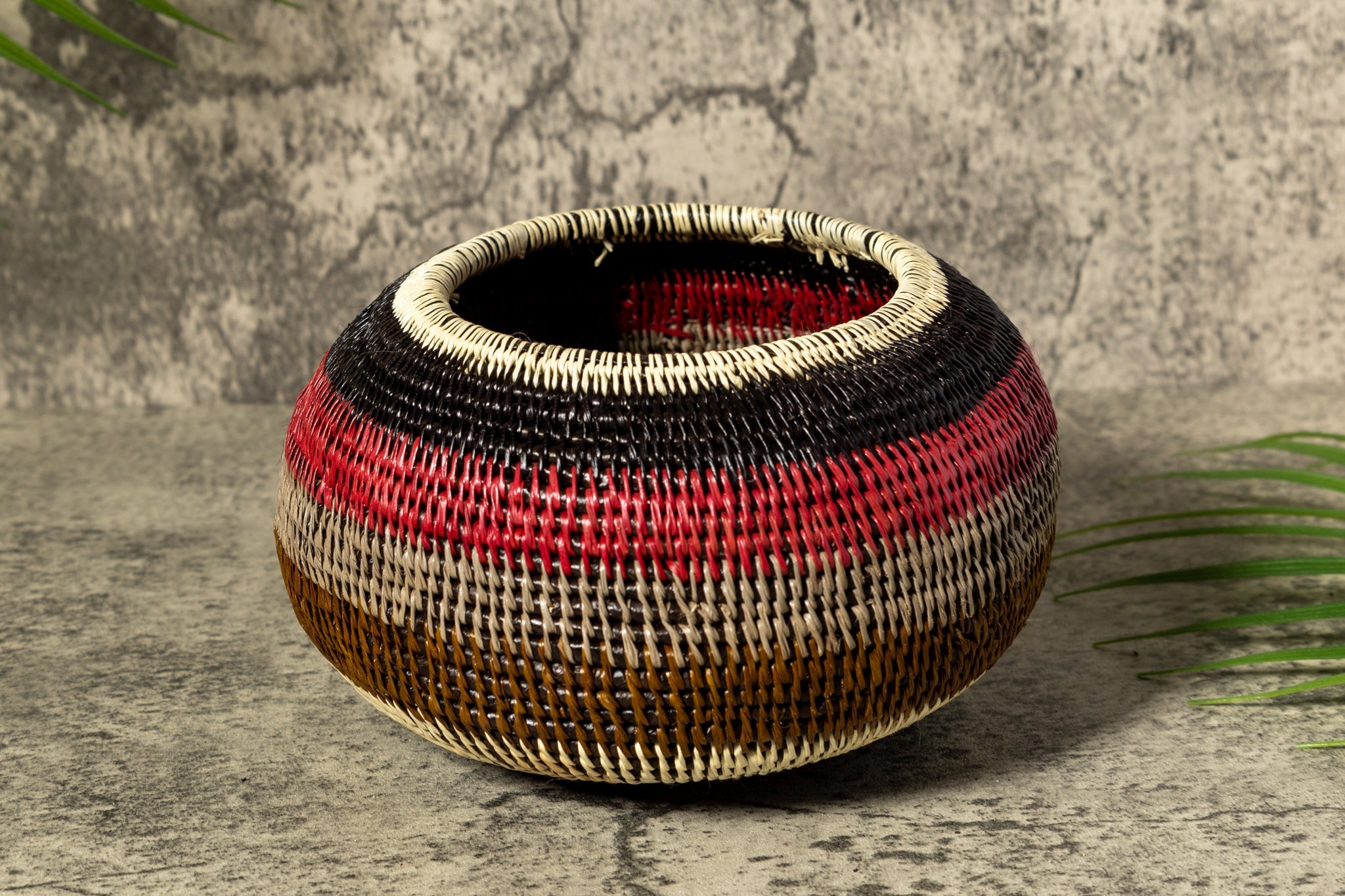Jungle Rhythm Woven Basket With Top