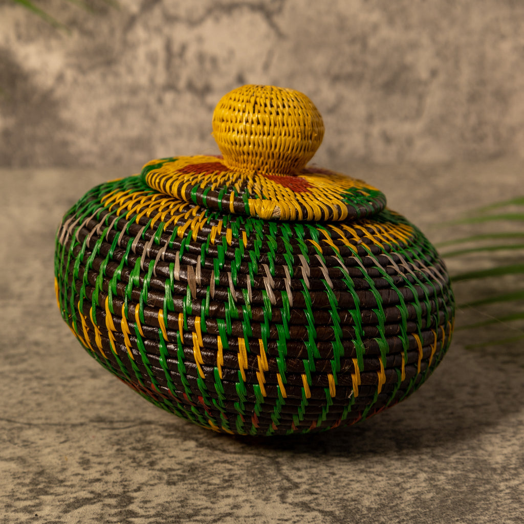 Amazonian Mosaic Rainforest Basket With Top