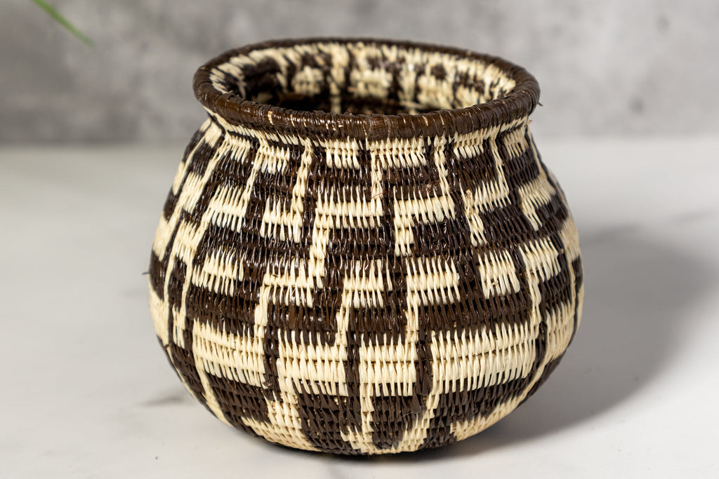 Black And White Staircase Woven Basket