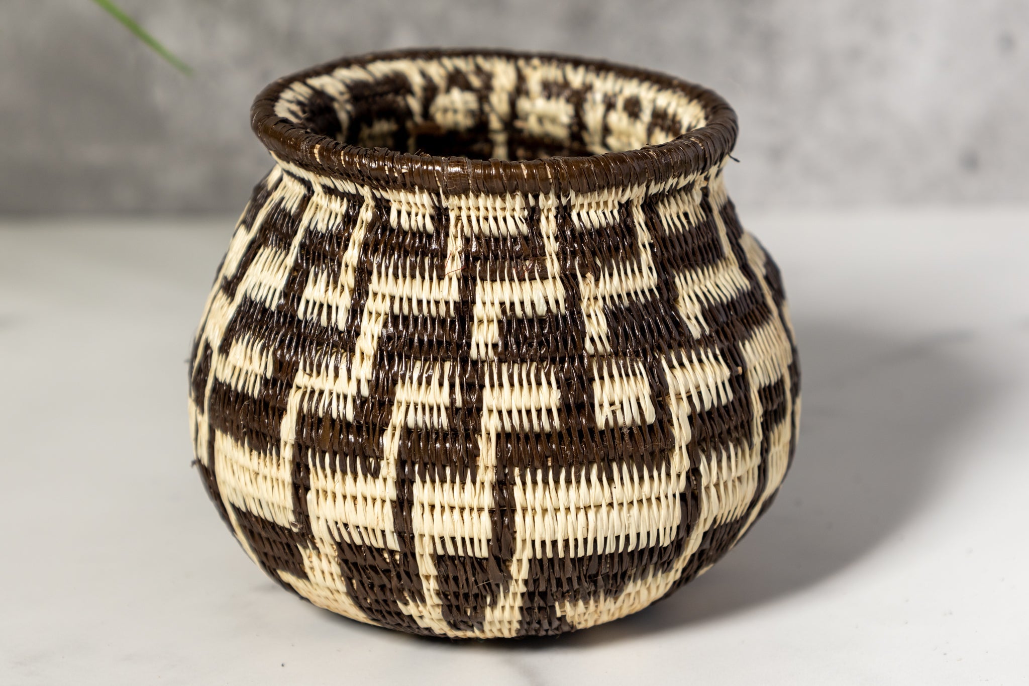 Black And White Staircase Woven Basket