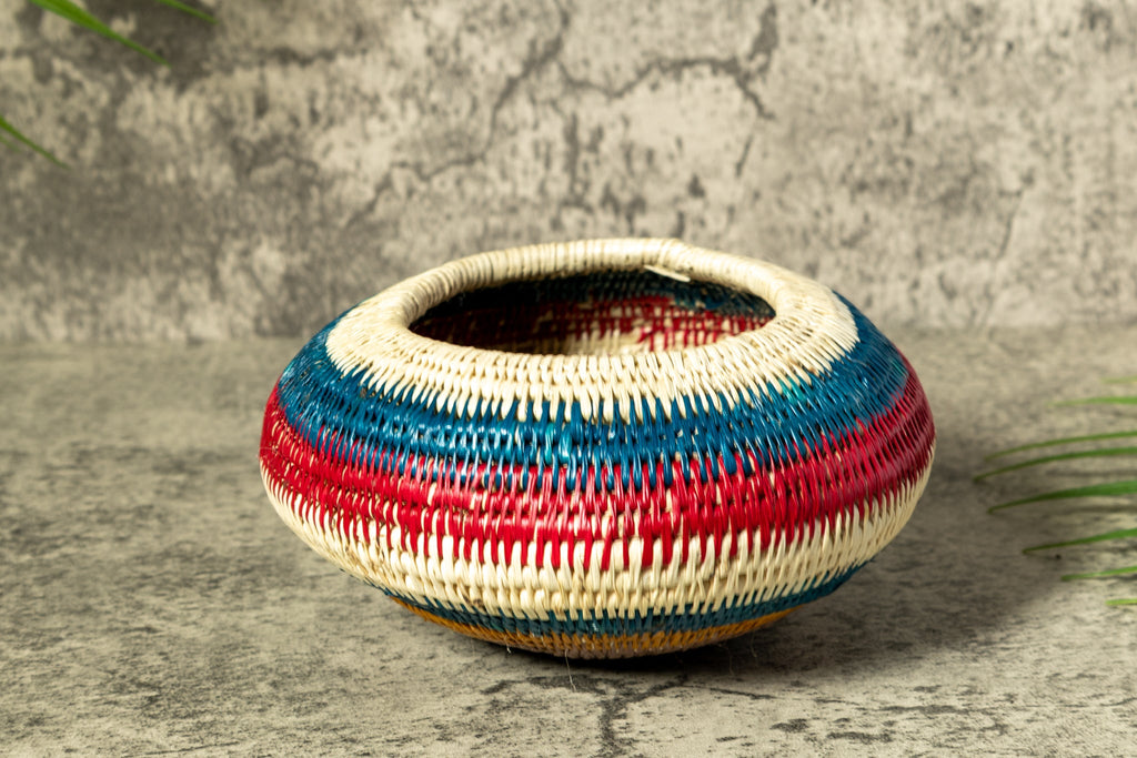 Rainbow Colors Woven Basket With Top