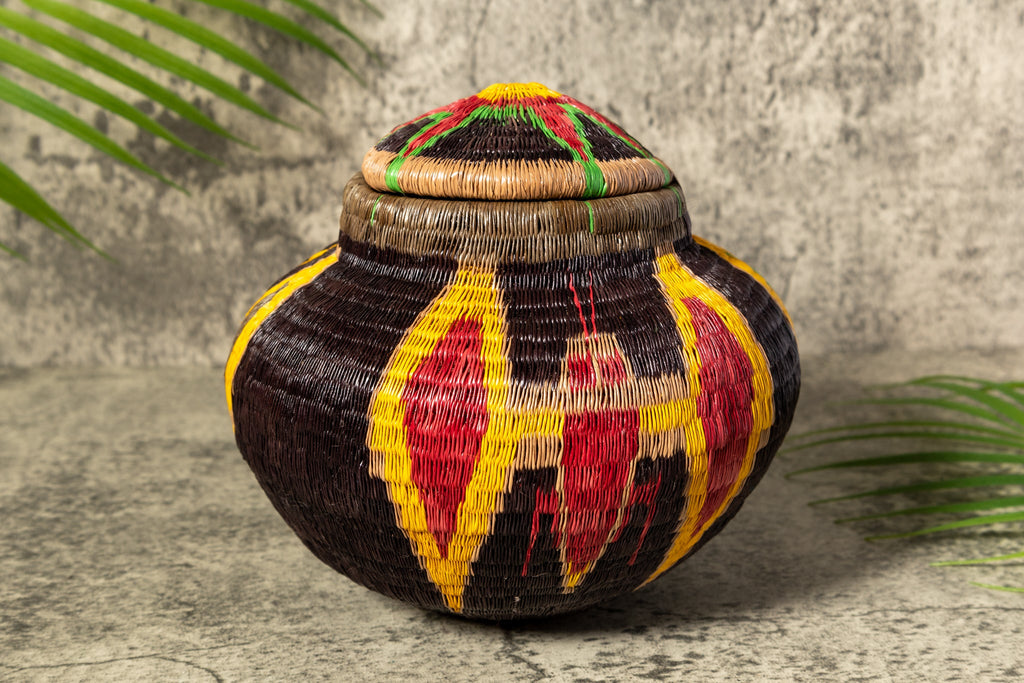 Super Black Gold Green Butterfly Woven Basket With Top