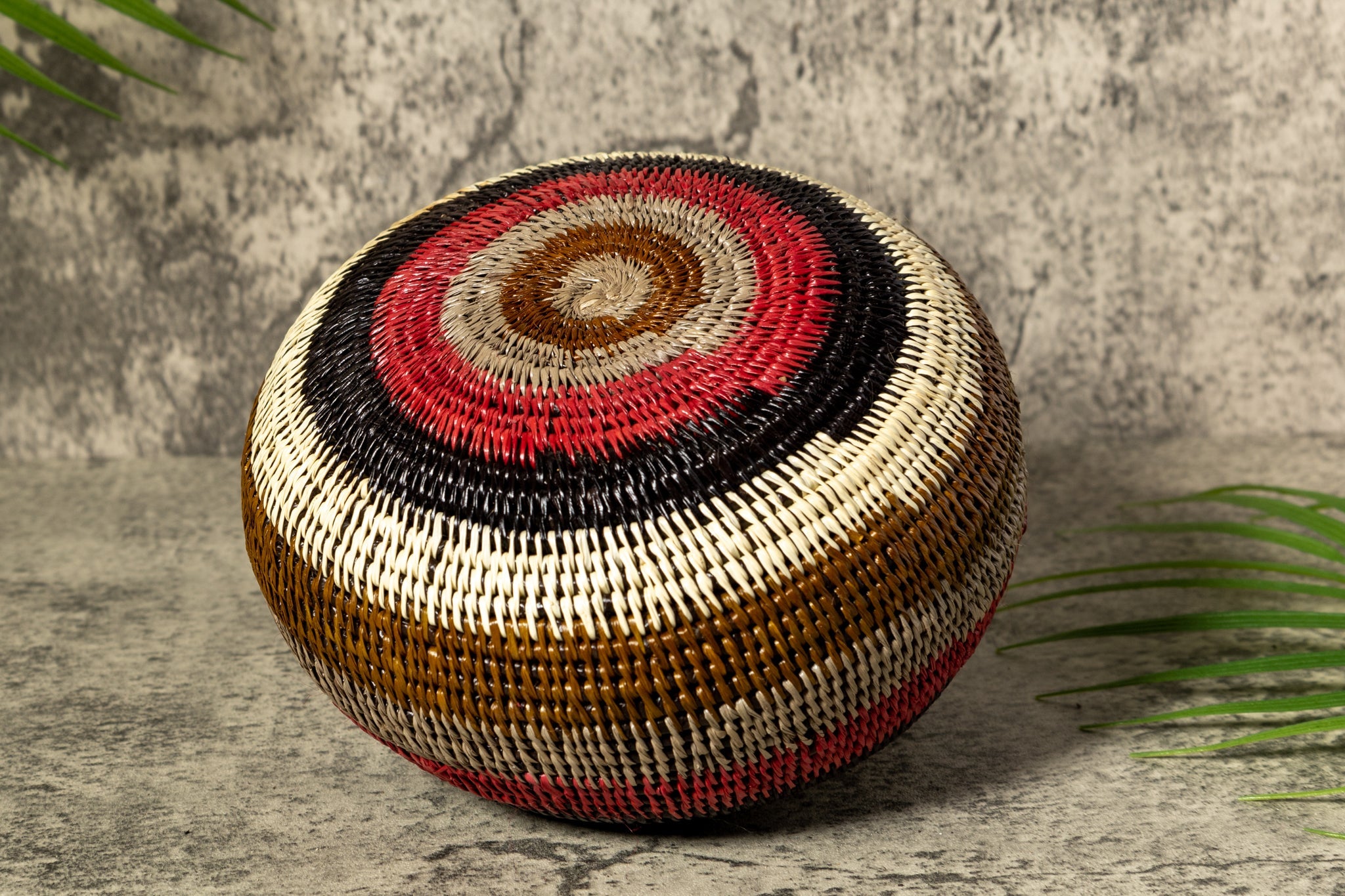 Jungle Rhythm Woven Basket With Top