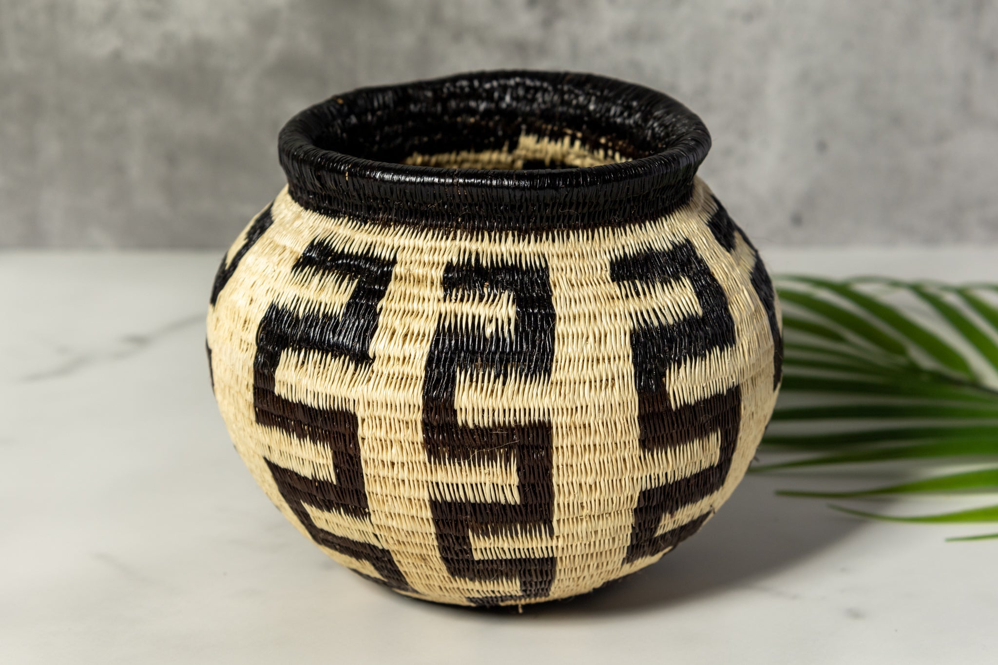 Black And White Southwest Design Woven Basket