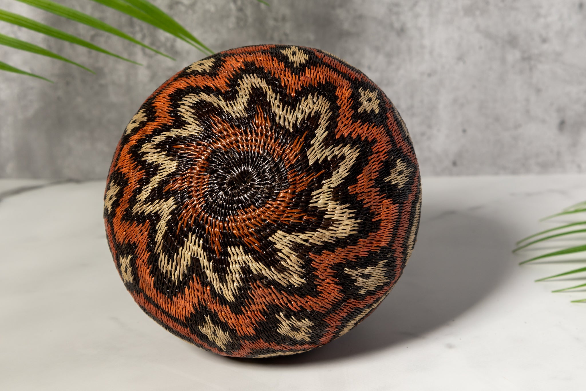Orange Black And White Angry Waves Woven Basket