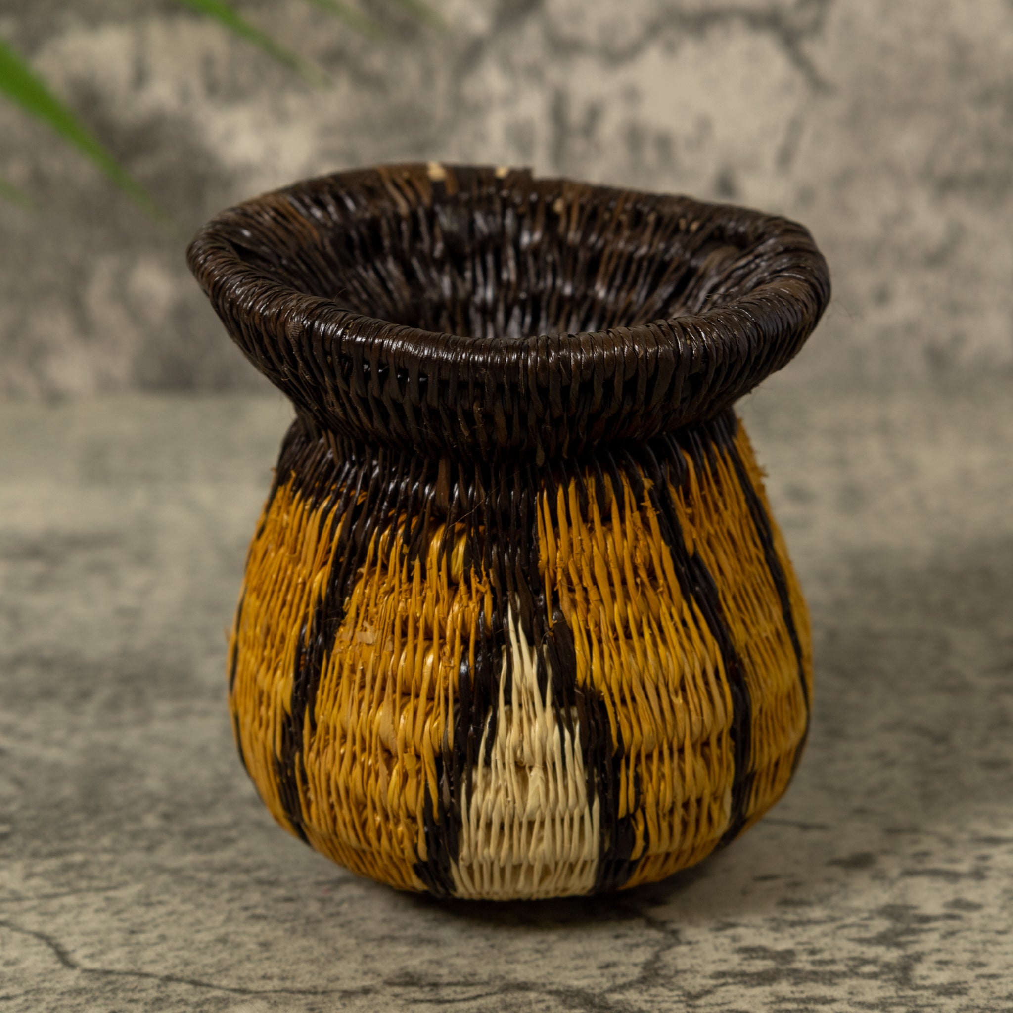 Gold And Black Fat Rim Rainforest Basket