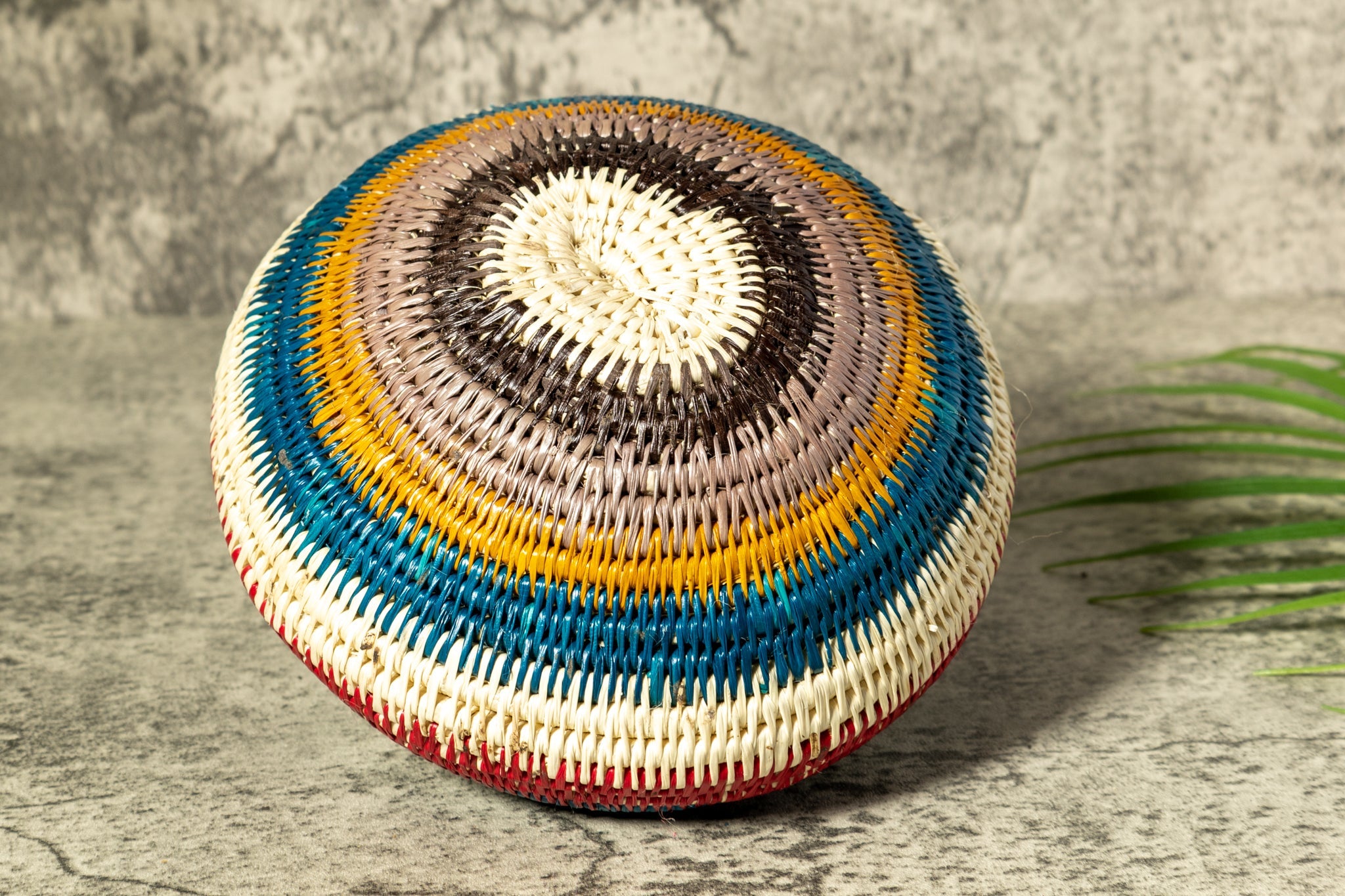 Rainbow Colors Woven Basket With Top