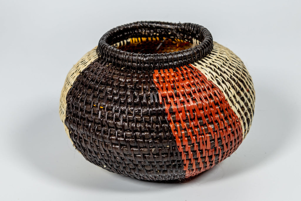 Brown Black White And Gold Classic Woven Basket